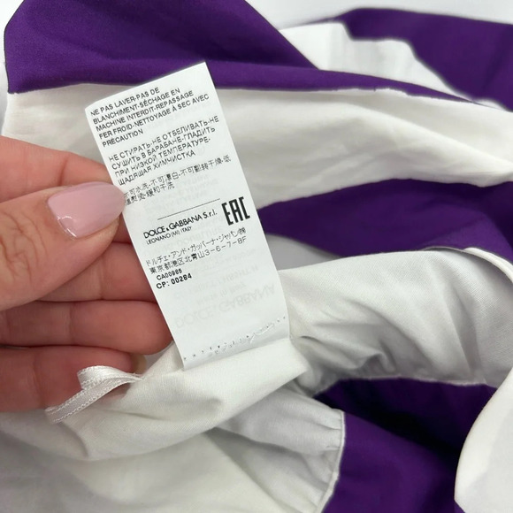 Dolce & Gabbana Monte Carlo Exclusive Je’ Taime Purple White Stripe Wrap Midi 38 - Picture 8 of 13